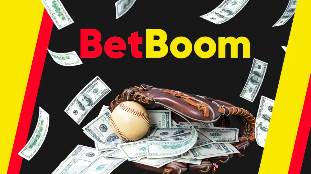 Logotipo BetBoom com luva de beisebol e cédulas